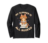 My Summer Is All Booked Funny Bookworm Reading Gift Manche Longue