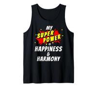 My Superpower is Happiness & Harmony Style Bande dessinée Débardeur