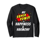 My Superpower is Happiness & Harmony Style Bande dessinée Manche Longue