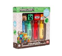 My sweety pop | 4 Surligneurs Minecraft | Figurines 3D | Multicolore | Set papeterie minecraft avec tampons ludiques intégrés pour décorer vos notes.