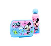 My sweety pop - Ensemble repas fille - Boîte à goûter + Gourde - Lunch box - Hydratation - Pour enfant - Crèche - Maternelle - Ecole - Vacances - Repas - Idée Cadeau - Minnie Mouse - Rose/Bleu