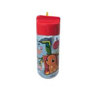 My sweety pop - Gourde enfant plastique avec paille Pokémon - 17 cm - Bouteille transparente pour école, sport, sorties - Fermeture sécurisée - Transparente - Bleu/Rouge