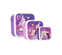 My sweety pop - lot de 3 boites a gouter - Boîte à goûter - Lunch box - Pour enfant - Crèche - Maternelle - Ecole - Vacances - Repas - 11,5 cm (Unicorn Academy - Violet)