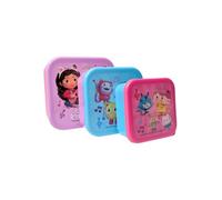 My sweety pop - Lot de 3 boîtes à goûter Gabby’s Dollhouse - Lunch box empilables 11,5 cm - Enfant - Crèche, maternelle, école, vacances - Rose/Violet/Bleu