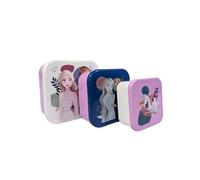 My sweety pop - Lot de 3 boîtes à goûter La Reine Des Neiges - Lunch box empilables 11,5 cm - Enfant - Crèche, maternelle, école, vacances - Violet/Blanc