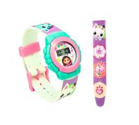 My sweety pop - Montre Numérique pour Fille - Enfant - Ecole - Maternelle - Garderie - Vacances - Idée Cadeau - Bracelet Ajustable - Gabby's Dollhouse - Violet/Vert