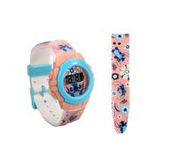 My sweety pop - Montre Numérique pour Fille - Enfant - Ecole - Maternelle - Garderie - Vacances - Idée Cadeau - Bracelet Ajustable - Stitch - Beige/Bleu