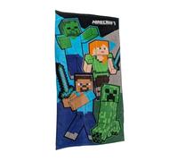 My sweety pop - Serviette de Plage pour Enfant - Serviette de Bain - Enfant - 70 x 140 cm - 100% Coton - Vacances - Idée Cadeau (Minecraft - Vert/Bleu)