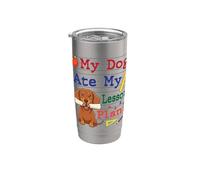 My Teckel Dog Ate My Lesson Plans Funny Dad Mom Teacher Gobelet isotherme en acier inoxydable double paroi