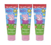 My Teeth Time Peppa Pig Lot de 3 dentifrices pour enfants de 3 à 8 ans, saveur Bubble Gum, rayures arc-en-ciel, 75 ml
