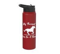 My Therapist Lives In A Barn Horse Lover Equitation Stainless Steel Insulated Water Bottle