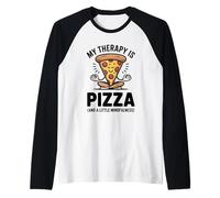 My Therapy is Pizza Humour Humoristique Mindfulness Foodie Yoga Humour Manche Raglan