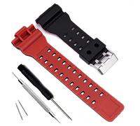 My Time OliBoPo Bracelet de montre en résine naturelle de remplacement pour Casio G-Shock Homme GD120/GA-100/GA-110/GA-100C, Noir + rouge, 30 millimeters, Moderne