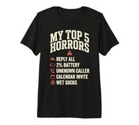 My Top 5 Horrors Adulting Horror Meme Funny Work Humor T-Shirt Haut de Gamme