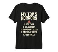 My Top 5 Horrors Adulting Horror Meme Funny Work Humor T-Shirt Haut de Gamme