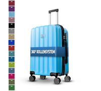 MY TRAVEL BAG Valise à coque rigide Trolley ABS Valise de voyage 4 roulettes jumelées Bagage à main Moyen Grand Set avec joint de dilatation de 5 cm Léger Stable, bleu clair, Großer Koffer (75cm)