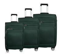 MY TRAVEL BAG Valise à roulettes en tissu extensible avec roulettes jumelées (M/L/XL/XXL ou lot de 4) Bagages souples, vert émeraude, 3er Set, Valise en tissu avec roulettes jumelées