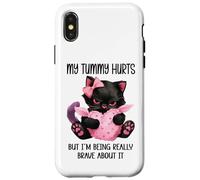 My Tummy Hurts But I'm Being Really Brave About It Funny Cat Coque pour iPhone X/XS