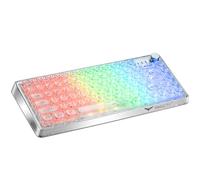 MY-V82 Clavier de jeu mécanique sans fil 75 % avec bouton, Bluetooth 5.0/2,4 GHz/USB-C, rétroéclairage RVB, remplaçable à chaud, coque en métal galvanisé, pour joueurs Windows/Mac