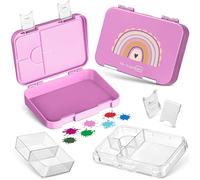My Vesperbox - Bento Box Enfant - Boîte à déjeuner avec 4+2 compartiments - Extrêmement robuste - Boîte à déjeuner - Boîte à pain idéale pour la maternelle et l'école… (Rose - Arc-en-ciel)