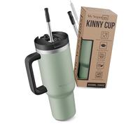 My Vesperbox Kinny Cup - Gobelet isotherme en acier inoxydable avec anse et paille (500/950/1200 ml) - Gobelet isotherme à emporter pour café, glace et quotidien - Sans BPA - Anti-fuite - Passe au