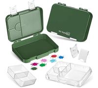 My Vesperbox - Len - Bento Box Enfant - Boîte à déjeuner avec 4+2 compartiments - Extrêmement robuste - Boîte à déjeuner - Boîte à pain idéale pour la maternelle et l'école… (vert foncé/blanc)