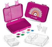 My Vesperbox Len - Boîte à bento pour enfants - Avec 4 + 2 compartiments - Boîte à déjeuner extrêmement robuste - Idéale pour la maternelle et l'école (violet - arc-en-ciel)