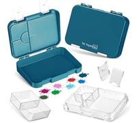 My Vesperbox Len - Boîte à bento pour enfants - Avec 4 + 2 compartiments - Boîte à déjeuner extrêmement robuste - Idéale pour la maternelle et l'école (pétrole)