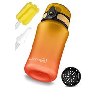 My Vesperbox Minny Gourde anti-fuite pour enfant, avec paille ou passoire, 350 ml, 500 ml, 750 ml, bouteille d'eau légère en Tritan, sans BPA, pour la maternelle, l'école (rouge-orange, 350 ml)
