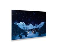 My Village Toile de Fond Paysage de Montagne étoilé à LED - 76 x 56 cm