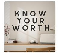 My Vinyl Story Know Your Worth Sticker mural en vinyle avec citation motivante pour salle de classe ou salle de sport