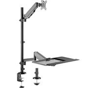 My Wall Support de table pour écran HL63L 1 Écran(s) 43,2 cm (17) - 81,3 cm (32) noir réglable en hauteur, inclinable, mobile, tablette pour clavier