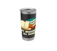 My Weekend Is All Booked Funny Bookworm Humour Book Lover Gobelet isotherme en acier inoxydable double paroi