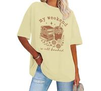 My Weekend is All Booked Shirt Floral Book Graphic T-Shirt Cute Book Reader Reading Tee Tops, Jaune crémeux., S