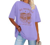 My Weekend is All Booked Shirt Floral Book Graphic T-Shirt Cute Book Reader Reading Tee Tops, violet clair, 3XL