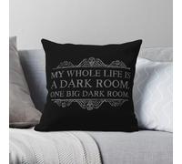 My Whole Life Is A Dark Room Taie d'oreiller carrée en polyester et lin Motif velours Fermeture éclair Housse de coussin décorative pour la maison