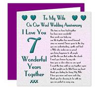My Wife carte de 7e anniversaire de mariage - sur Nos Laine Anniversary - 7 ans - Inscription I Love You