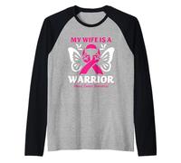 My Wife is A Warrior Ruban Rose de Sensibilisation au Cancer du Sein Manche Raglan