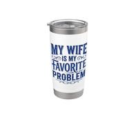 My Wife Is My Favorite Problem Father's Day Husband Retro Gobelet isotherme en acier inoxydable double paroi