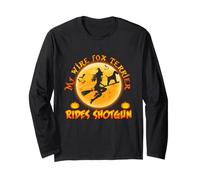 My Wire Hair Fox Terrier Rides Shotgun Dog Halloween Manche Longue