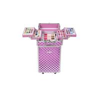 MYA Cosmetics MYA Deluxe Makeup Trolley | Trolley de maquillage portable avec ombres à paupières, blush, gloss et pinceaux | avec roues et poignée amovible