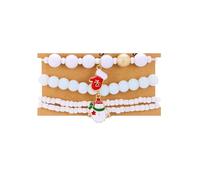 MYANAIL Lot de 4 bracelets de Noël en perles de riz pour femme avec pendentif Père Noël, élan, bonhomme de neige, clochette, perles de Noël, bracelet extensible à motif flocon de neige, Medium, Résine