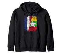 Myanmar Birmanie France Drapeau DE L'AMITIÉ | Myanmar Sweat à Capuche