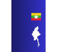 Myanmar Country Map and Flag Design Notebook: Gradient Black to Blue Color Notepad