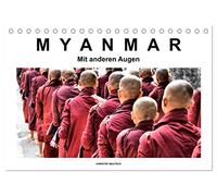 Myanmar - Mit anderen Augen (Tischkalender 2026 DIN A5 quer), CALVENDO Monatskalender: Myanmar in Schwarz-Weiß-Bildern mit Farbe