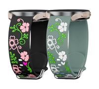 MYAPULUA Bracelet Galaxy Watch 7/6/5/4/FE 40mm 44mm/6/4 Classic 47mm 43mm 46mm 42mm/5 Pro 45mm pour femmes,bracelet motif floral gravé rechange en silicone 20mm