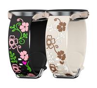 MYAPULUA Bracelet Galaxy Watch 7/6/5/4/FE 40mm 44mm/6/4 Classic 47mm 43mm 46mm 42mm/5 Pro 45mm pour femmes,bracelet motif floral gravé rechange en silicone 20mm