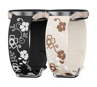 MYAPULUA Bracelet Galaxy Watch 7/6/5/4/FE 40mm 44mm/6/4 Classic 47mm 43mm 46mm 42mm/5 Pro 45mm pour femmes,bracelet motif floral gravé rechange en silicone 20mm