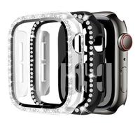 MYAPULUA Lot de 2 coques de protection pour Apple Watch 40mm 41mm 44mm 42mm 45mm 46mm pour femme, PC rigide à paillettes diamantées, protection complète d'écran pour iWatch Series 10 9 8 7 6 5 4 SE