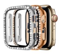 MYAPULUA Lot de 2 coques de protection pour Apple Watch 40mm 41mm 44mm 42mm 45mm 46mm pour femme, PC rigide à paillettes diamantées, protection complète d'écran pour iWatch Series 10 9 8 7 6 5 4 SE